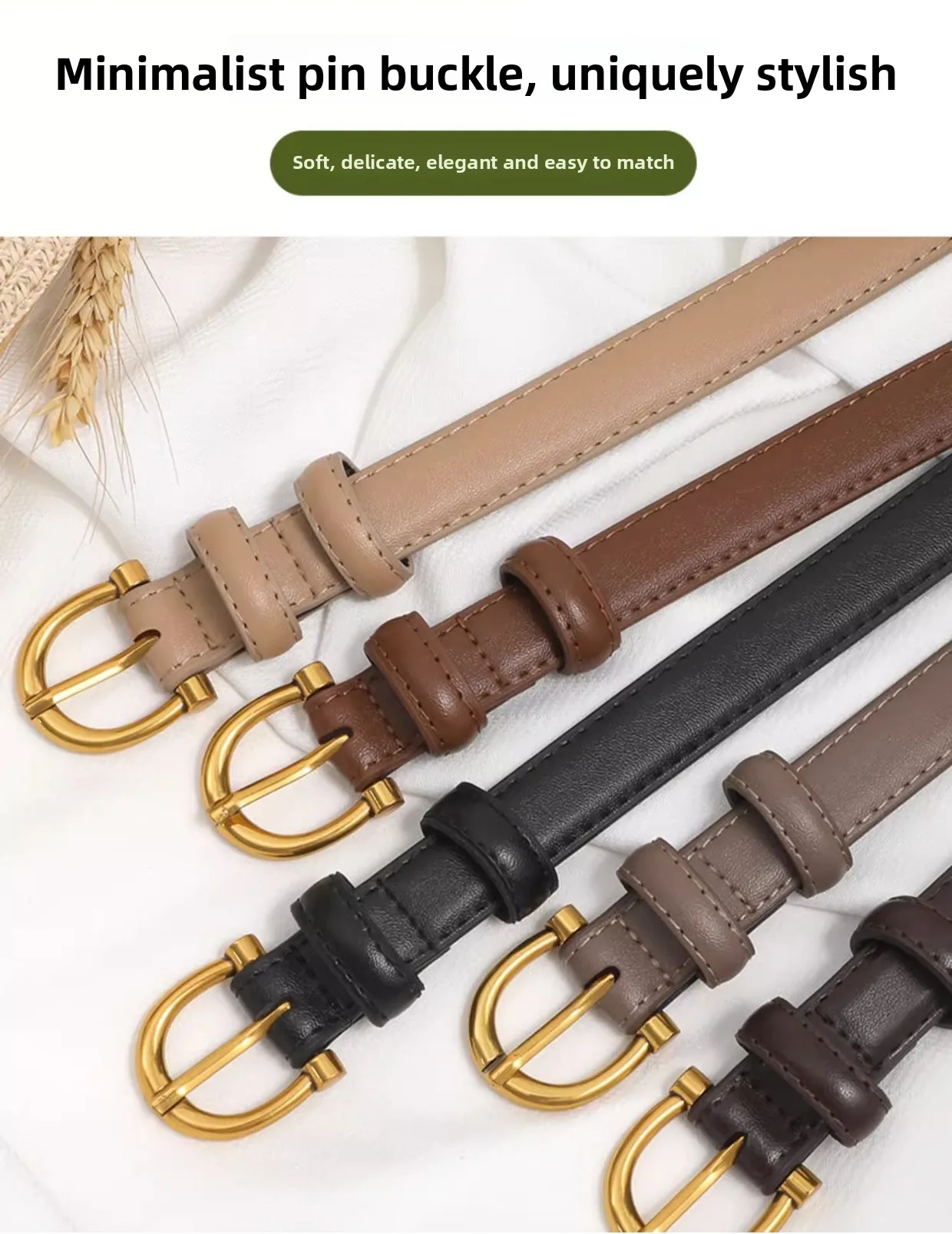 Damen-Gürtel aus echtem Leder – weich, rissfest, vielseitig, geeignet für Jeans und Kleider – Detail 1