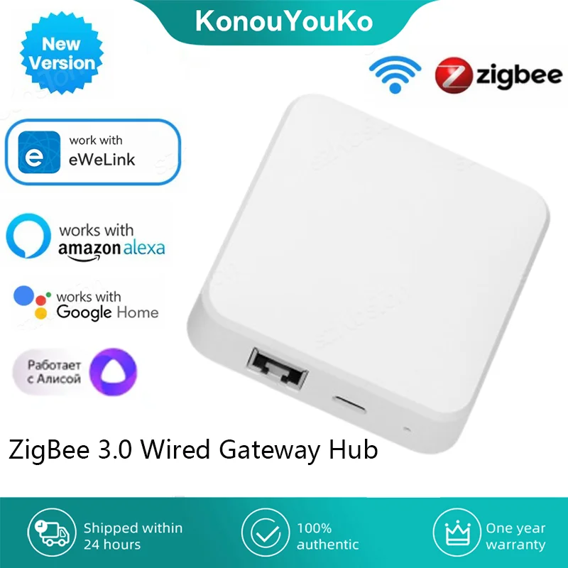 

ZigBee 3,0 проводной хаб-шлюз для автоматизации умного дома Ethernet мост eWeLink управление через приложение работает с Alexa Google Alice