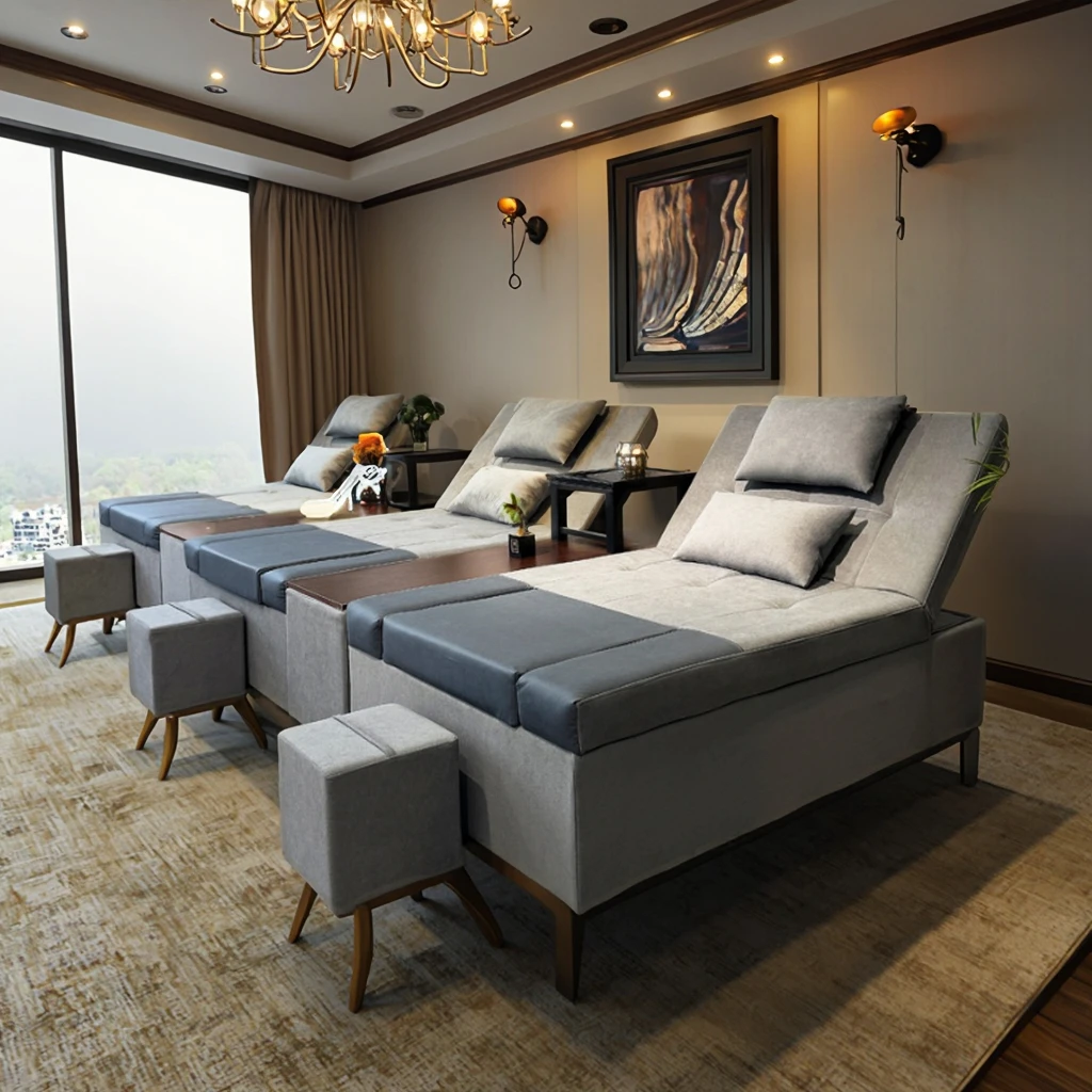 Modern design electric four-motor durable foot massage sofa recliner integrated back massage ear picking foot bath sauna bed