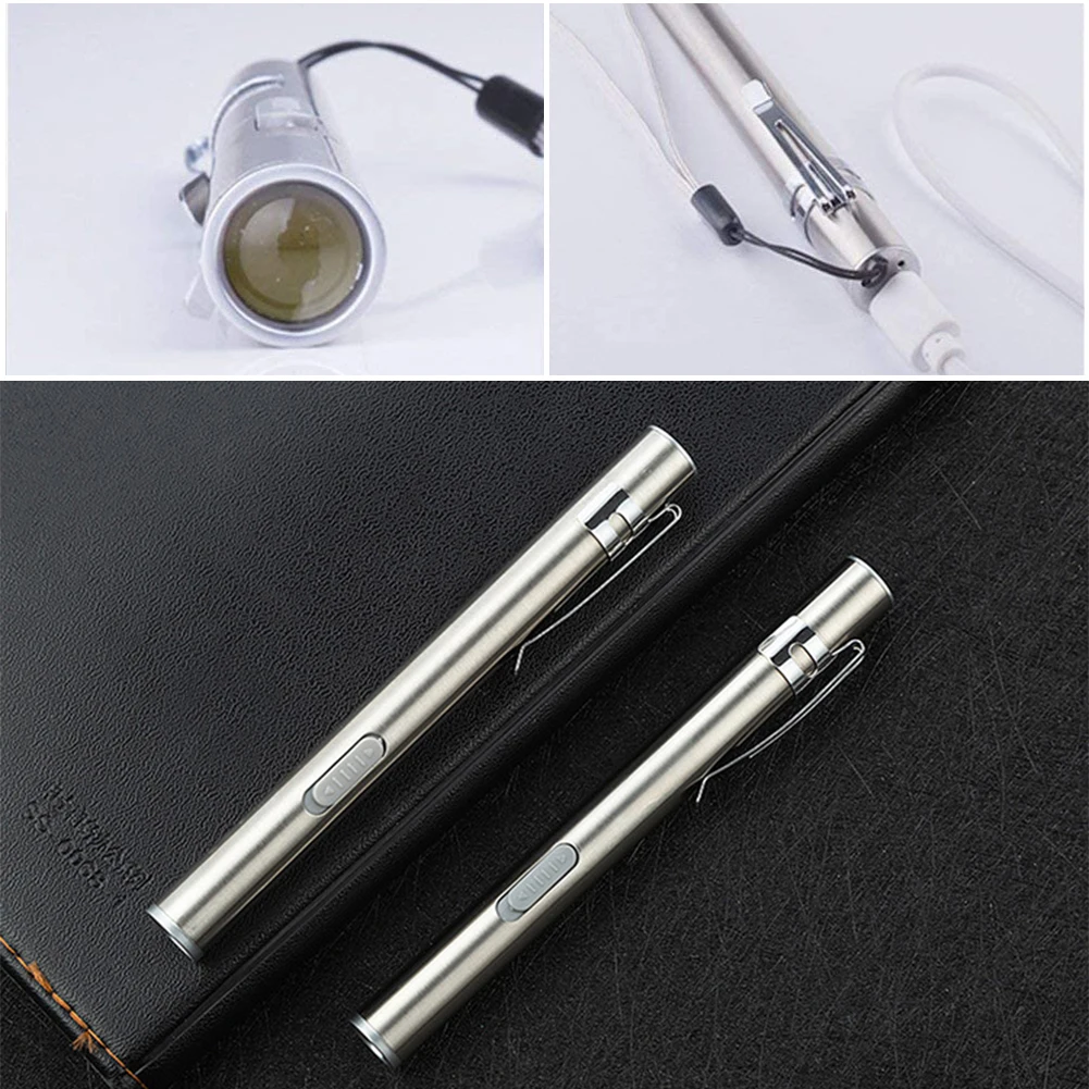 Portable Mini Medical Handy Pen Light USB Rechargeable Dual Light Color Nursing Penlight Flashlight for Medical Students Doctors