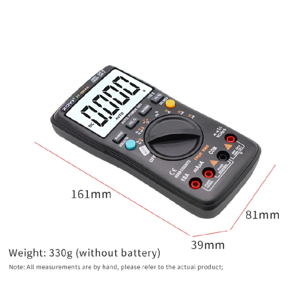 Imagem -02 - Multímetro Digital sem Fio True Rms Manual Auto Ranging 6000 Contagens Dmm Capacitância de Tensão Temp Amp Ohm Diodo Zt-300ab Zoyi-zt300ab