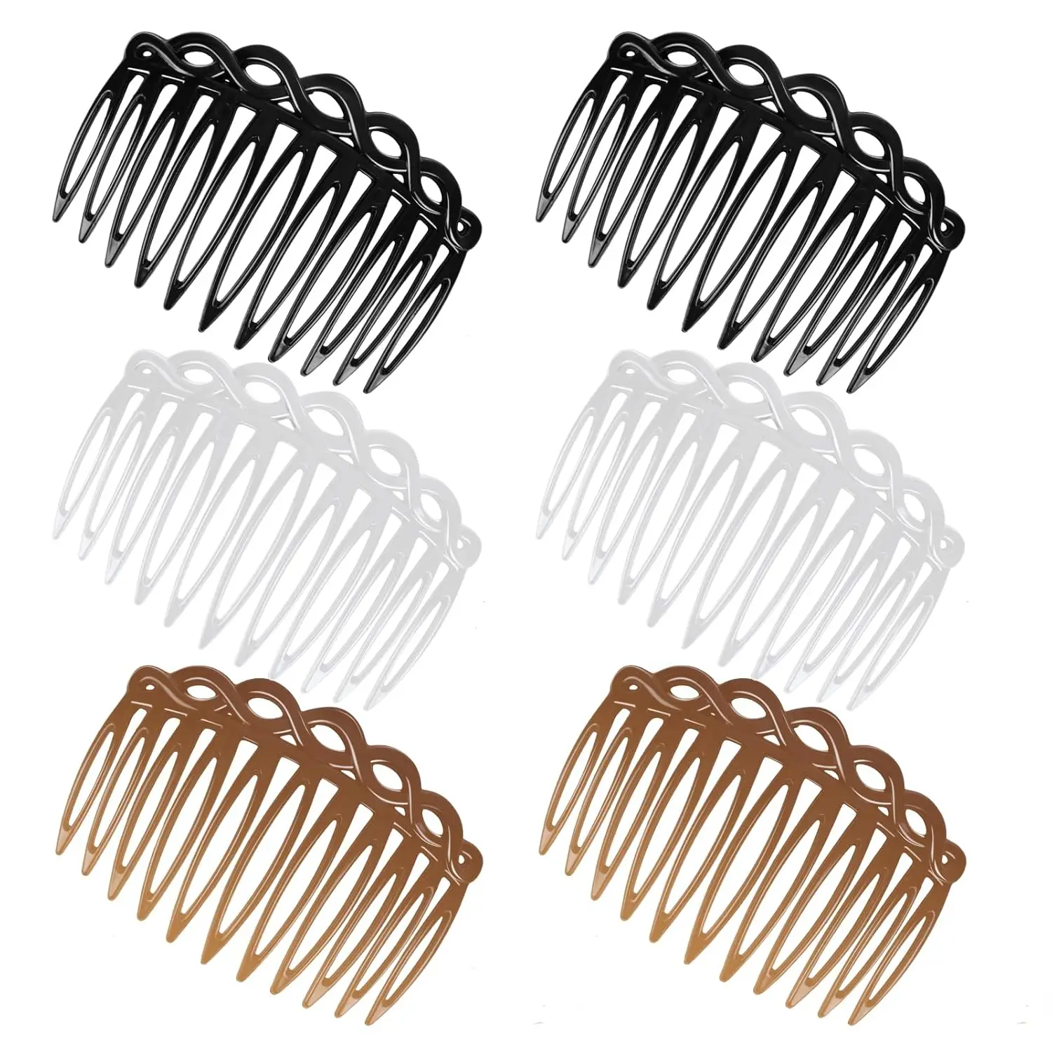 

6 Pcs French Hair Side Combs Set, Women's Decorative Plastic Twist Comb Clips for Multiple Hairstyles and Occasions