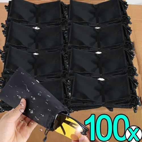 Imagen 2 del producto Bolsa portátil de tela suave para gafas de sol, bolsa de almacenamiento de polvo de microfibra, bolsa de transporte para gafas, contenedor, 1/100 Uds.