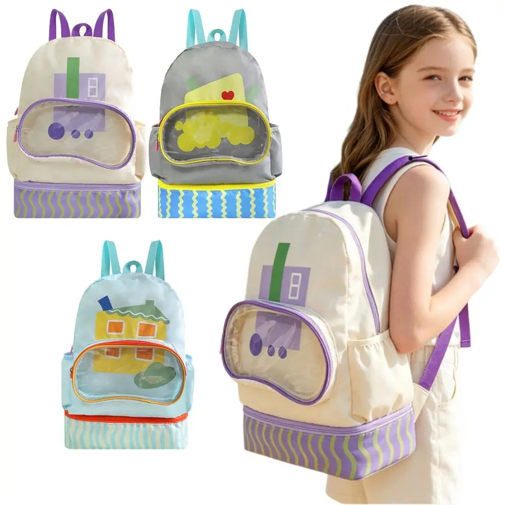 Waterproof Swimming Storage Bag Wet Dry Separation Double-Shoulder Swim Backpack Shoe Compartment Cartoon Design