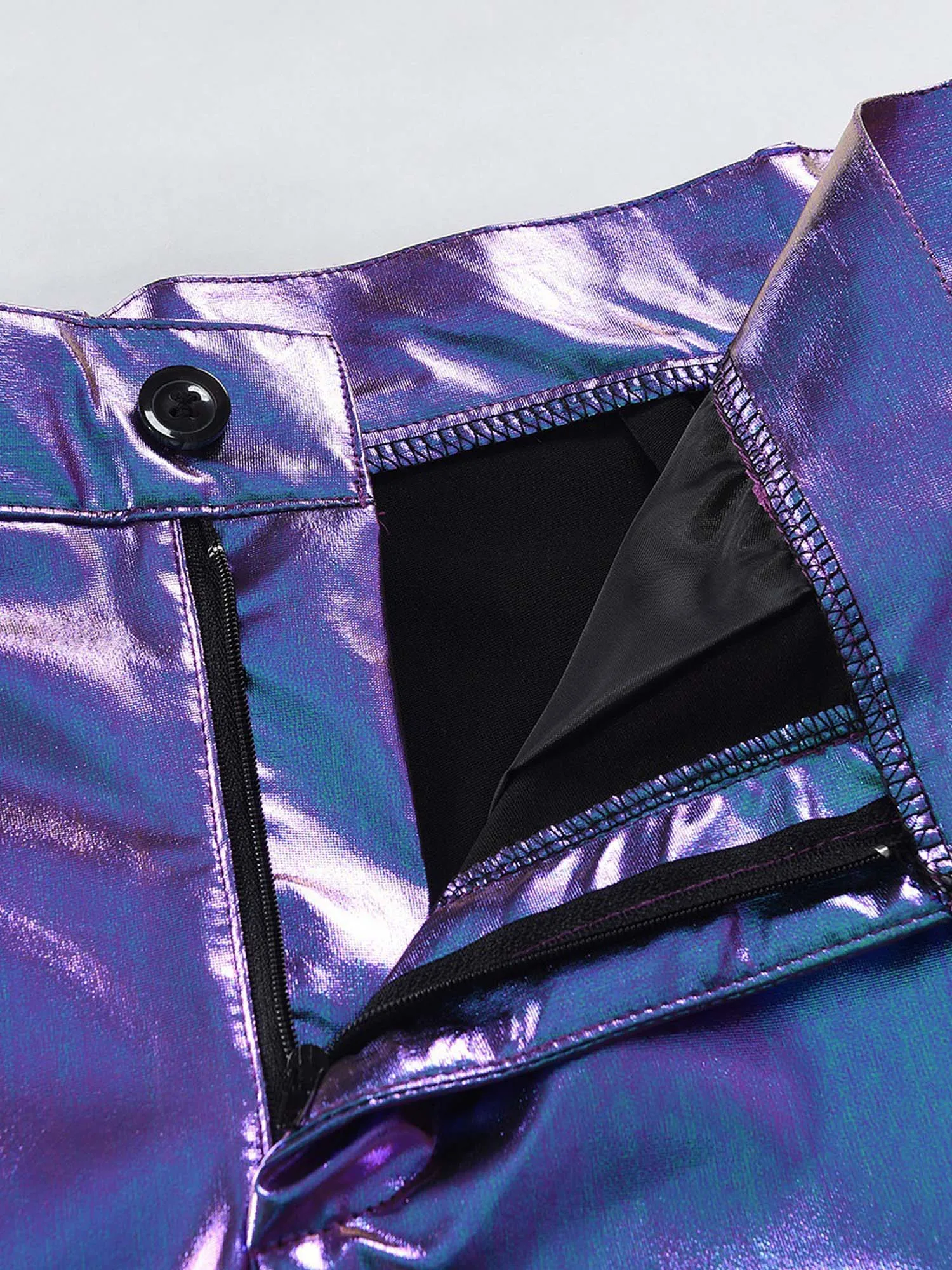 男性 80 年代ディスコメタリック光沢のあるズボンストレートレッグロングパンツフェスティバルハロウィンコスプレ衣装ジャズロックダンスクラブパーティー用