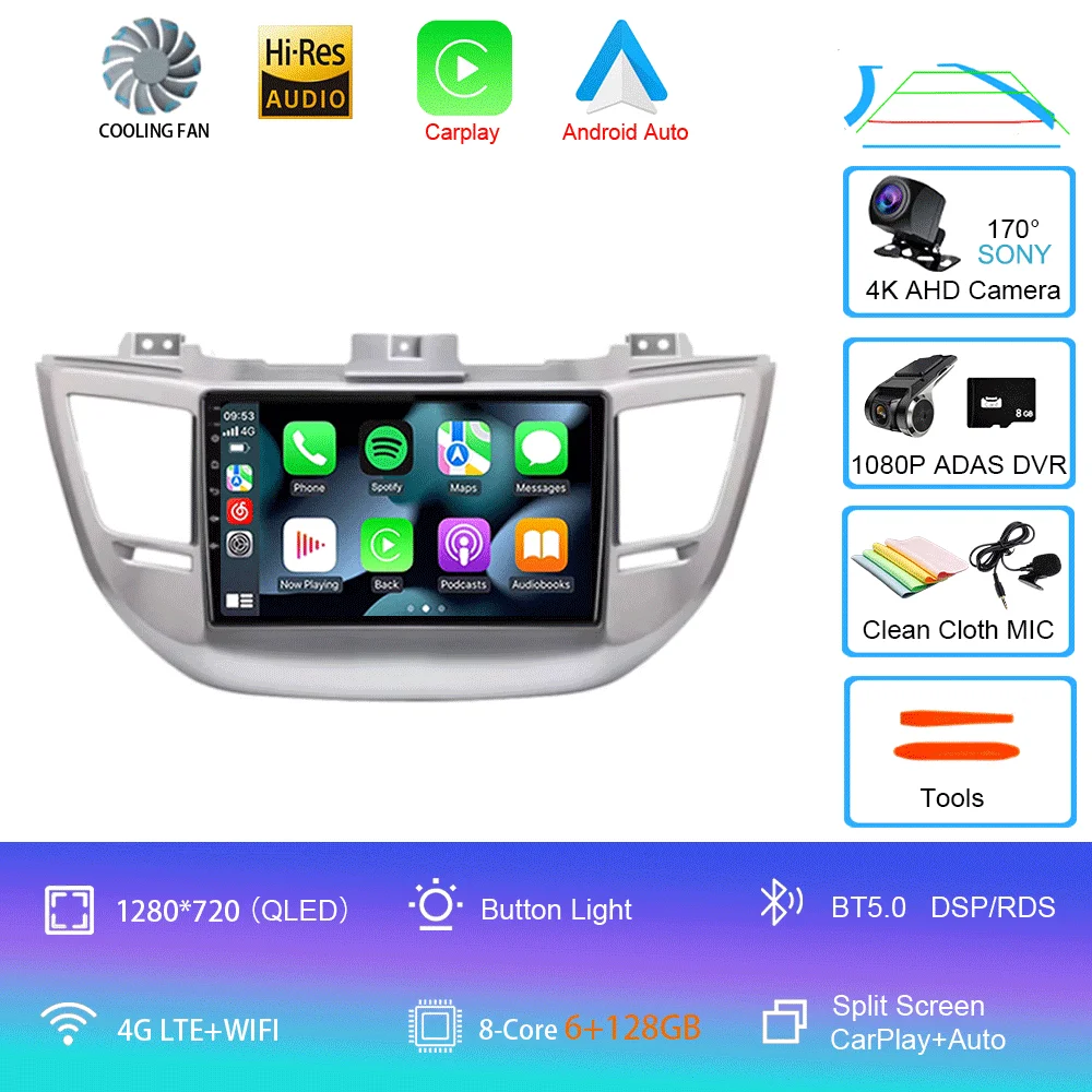 Android 16 autoradio Carplay voor Hyundai Tucson IX35 3 2015 2016 2017 2018 2Din multimediaspeler navigatie GPS head unit