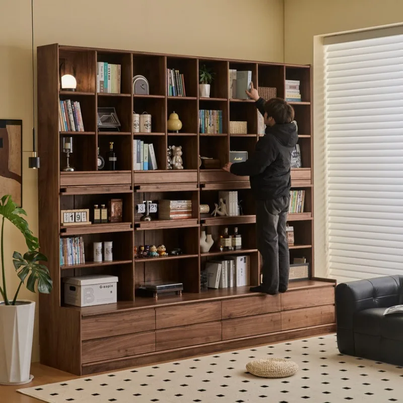 North American Black Walnut Full Wall Card Holder Bookcase Integrated To The Top Small Apartment To The Living Room, The Whole