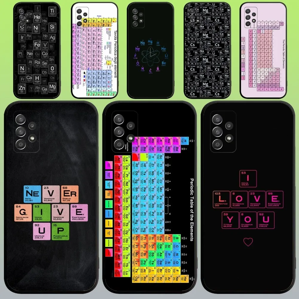 Chemistry Periodic Table Phone Case For Samsung Galaxy A20,A21s,A22,A31,A32,A52,A53,A72,73,A80,A91 Soft Black Cover