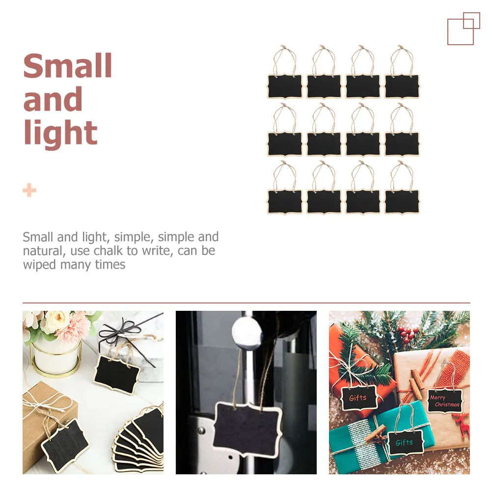 

12pcs Mini Wooden Blackboard Hanging Chalkboards Multi-Purpose Message Board Door Hanging Decor Reusable Writing Board Smooth