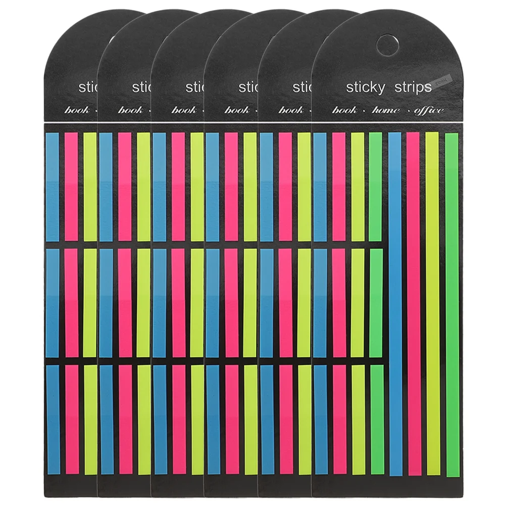 6Pcs Fluorescent Reading Strips Colorful Guided Reading Markers Convenient for School Office Highlighting Notes Page Markers