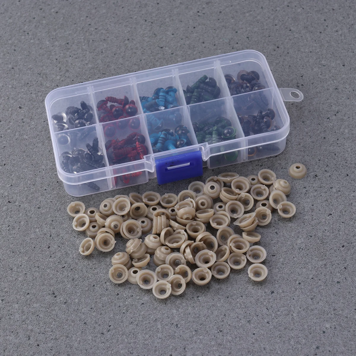 Set di 100 Occhi in Plastica da 8mm in 5 Colori con Rondelle di Sicurezza per Creazione di Peluche e Pupazzi