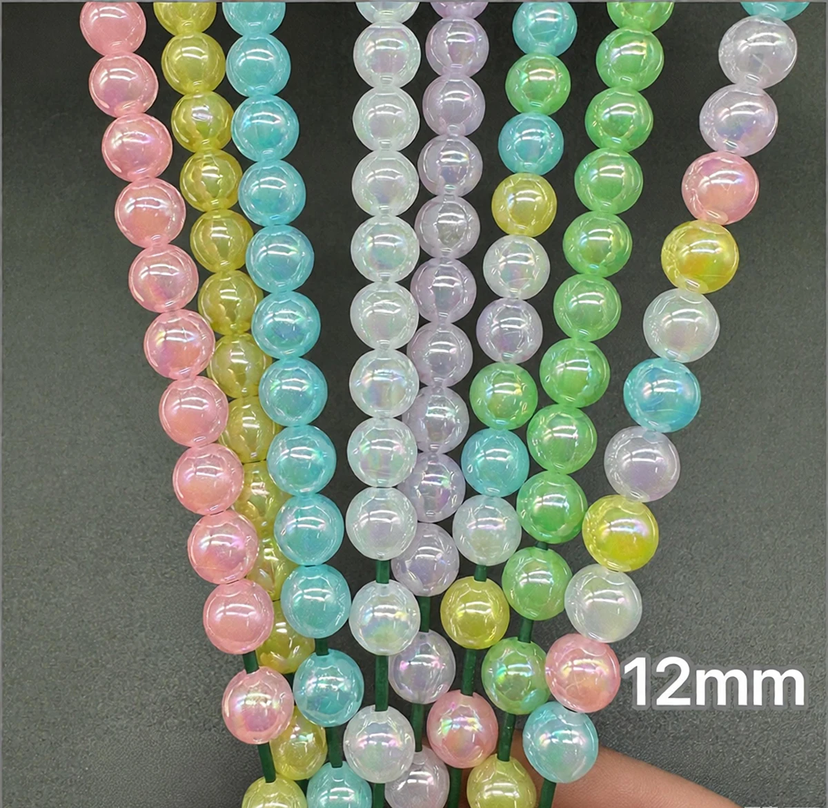 Cuentas redondas de ABS iridiscentes, de 6 a 12 mm, con efecto «jelly aurora», con orificio para pasar hilo, cuentas sueltas de colores para la creación de pulseras, collares y joyas hechas a mano.