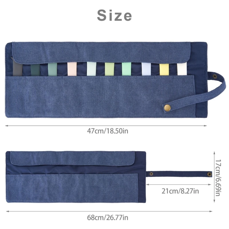 

C71D Canvas Watch Band Roll Up Holder With 10 Compartments for Organization