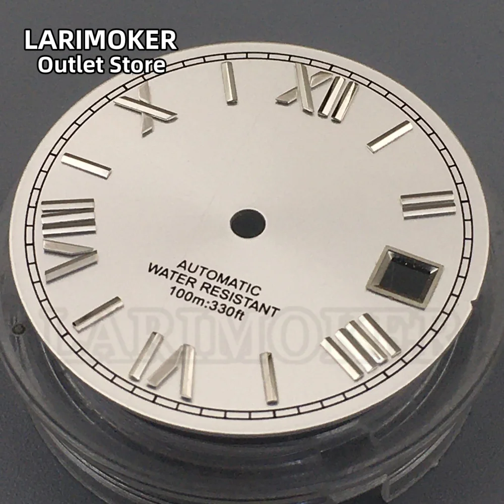 LARIMOKER ساعة الطلب 29 مللي متر الأرقام الرومانية Sunburs الطلب نافذة التاريخ لا مضيئة ل NH35 ETA2824 ميوتا 8215 حركة الملحقات