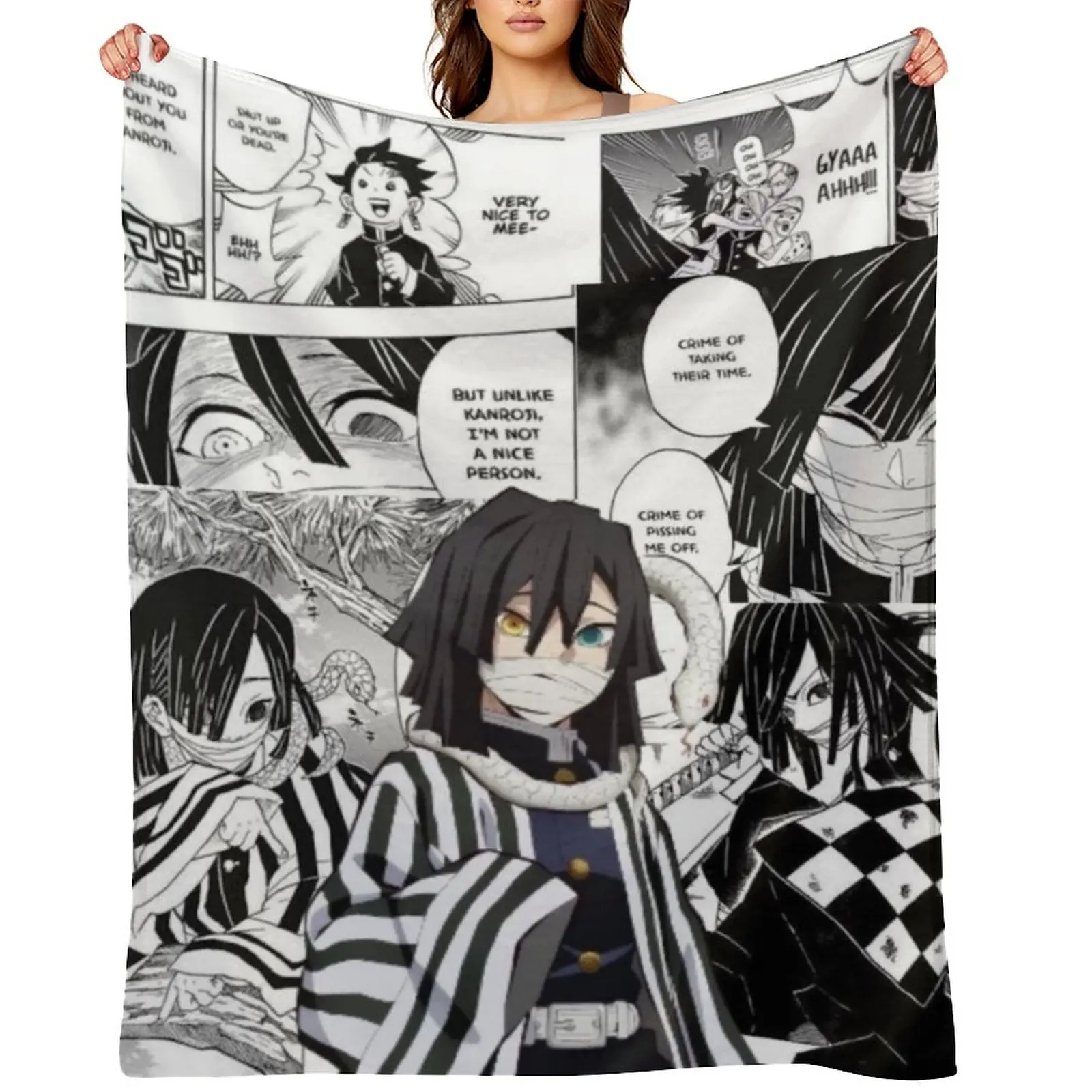 

Iguro Obanai Throw Blanket for sofa valentine gift ideas sofa bed Single Blankets