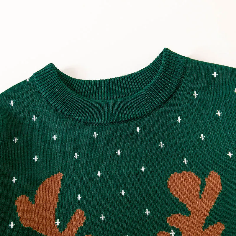 Factory direct sales of new European, American autumn and winter girls' baby Christmas knitted sweater children's cartoon cute