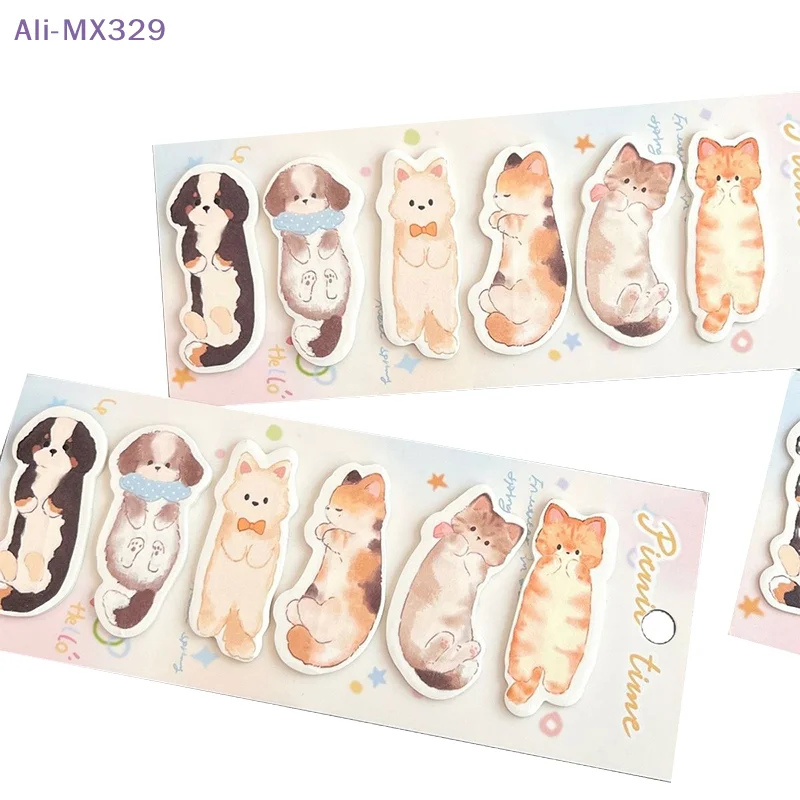 

{MX} 120 Sheets Cute Cat Dog Sticky Notes Book Markers Kawaii Animal Index Tabs for Study Planner File Classify Stickers