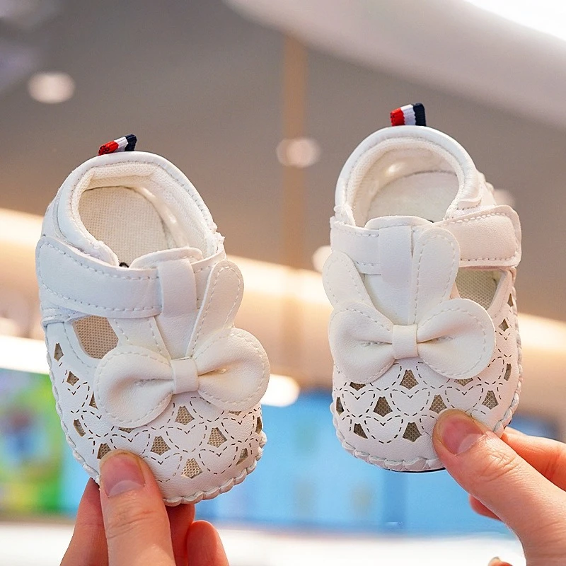 

Baby Girl Summer Sandals - Soft Sole Anti-Slip First Walkers Shoes with Anti-Loss Strap