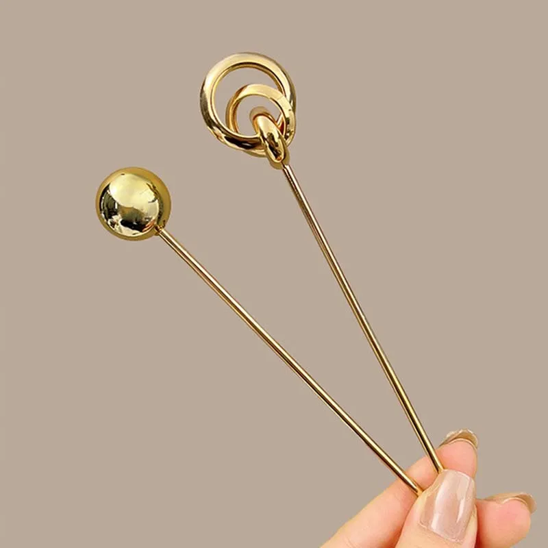 

Fashion Gold Silver Color Round Ball Hair Sticks for Women Simple Metal Smooth Geometric Hollow Hairpin Hair Accessories Gifts