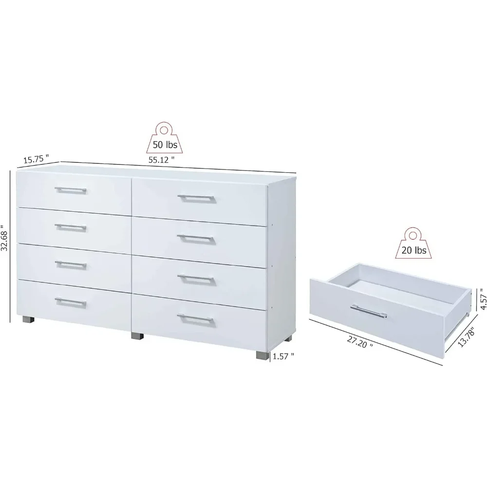 Dressers for Bedroom Furniture White Chest of Drawers in the Bedroom 8-Drawer Dresser Make Up Table Toilet Furniture Makeup Desk