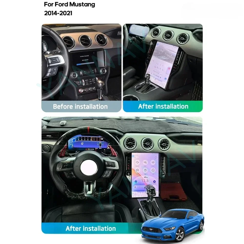 

8-ядерный мультимедийный проигрыватель для Ford Mustang 2015-2021, Android 13, GPS-навигация, беспроводной CarPlay, DSP, головное устройство