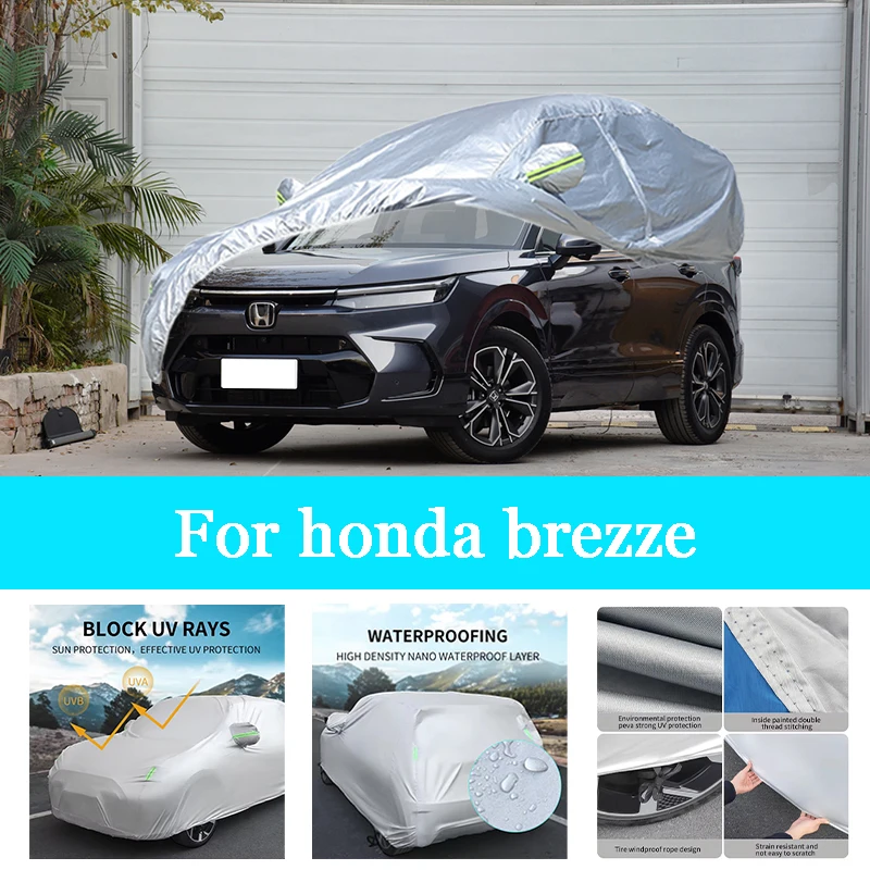 

Автомобильный чехол, уличный, полностью внешний, снежный чехол, солнцезащитный козырек, водонепроницаемая, пылезащитная защита со светоотражающими полосками для Honda Brezze