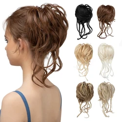 Syntetyczne roztrzepany kok elastyczne włosy kręcone Scrunchie czarne blond brązowe naturalne włosy Chignon Updo sztuczne włosy pączków dla kobiet