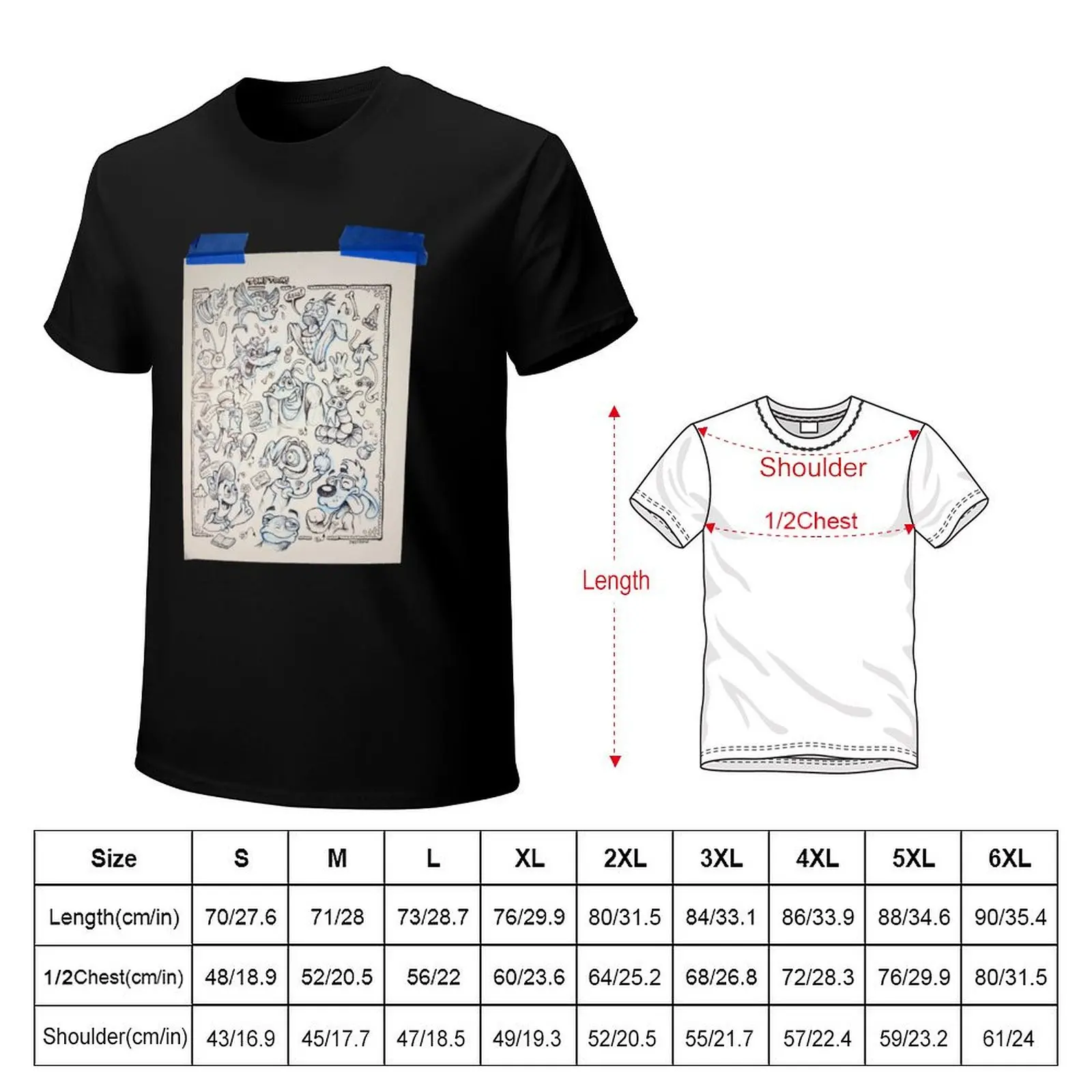 TonyToons Drawing Board Sketch Design T-Shirt Casual Fashion Print Tee Top