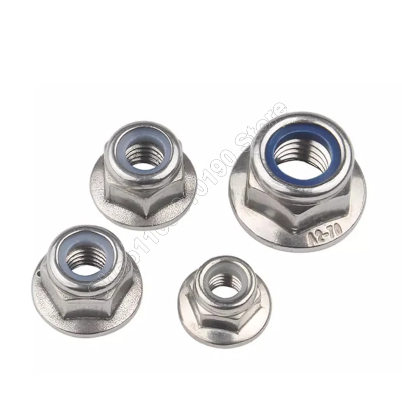 

5-100Pc Nickel Plated Carbon Steel Hexagon Hex Flange Nylon Insert Lock Nut M3 M4 M5 M6 M8 Self-locking Nylock Locknut Lock Nuts