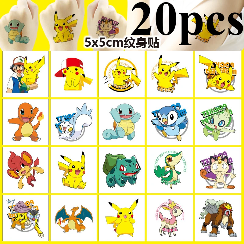 

Delicate Original 20 Pcs Pokémoned Fashion Trend Tattoo Stickers Waterproof Cute Pikachu Sticker Funny Cartoon Children Like It.