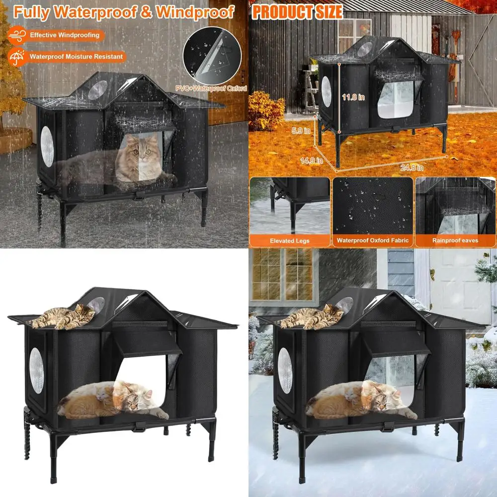 

Weatherproof Insulated Outdoor Cat Shelter with Safe Entry and Elevated Base for Feral Cats (Large)