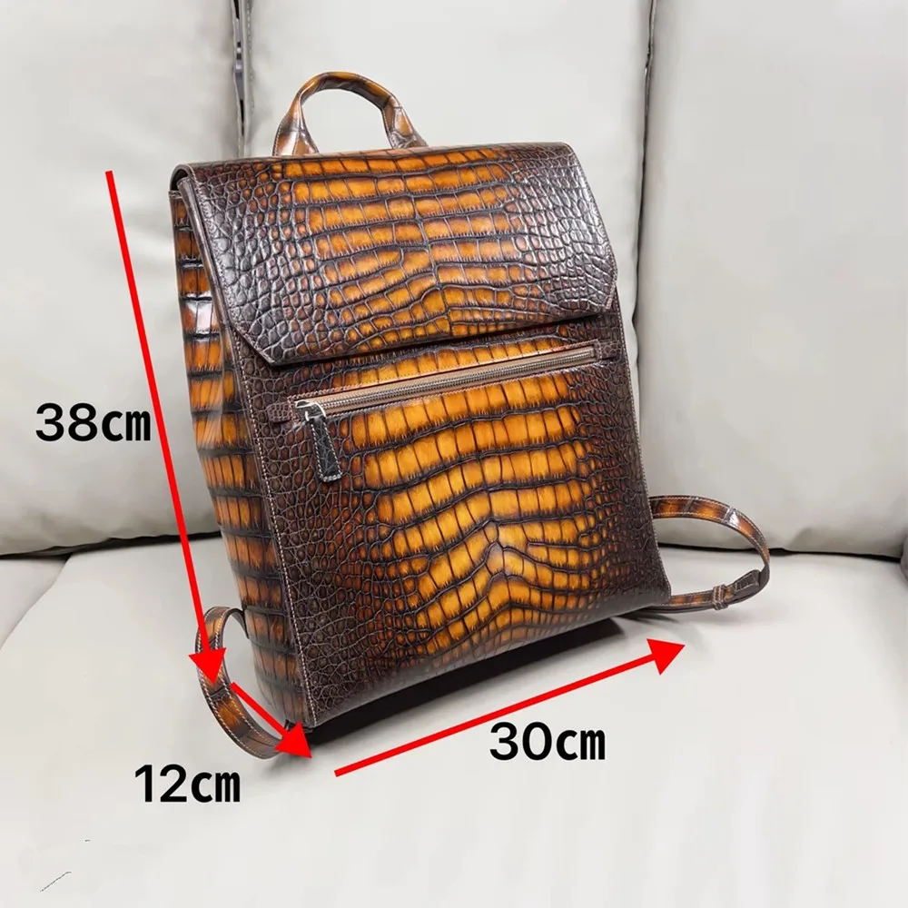 

Genuine Crocodile Leather Backpack for Men Stylish Business Laptop Bag Large Capacity Travel Backpack