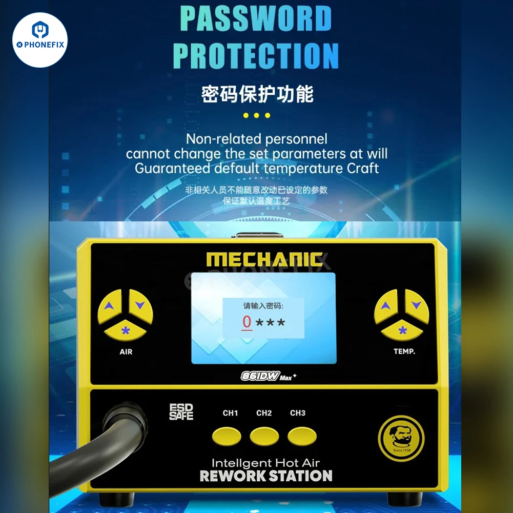 Meccanico 861DW MAX stazione di rilavorazione ad aria calda stazione di saldatura per pistola termica senza piombo stazione di saldatura digitale