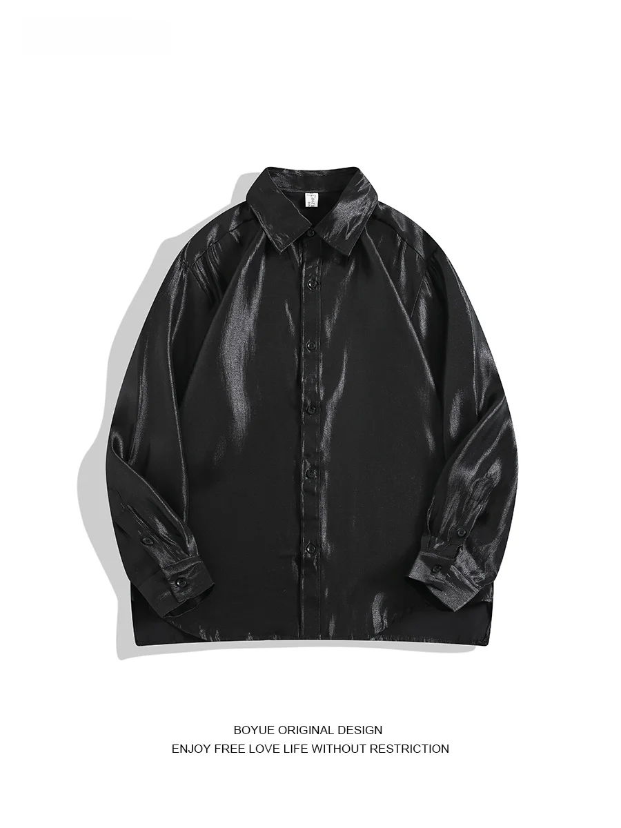 

Boyue Long Sve Pure Color Casual irt Men's Durable Versatile Faionable Loose Fit Youthful Sle Autumn Season