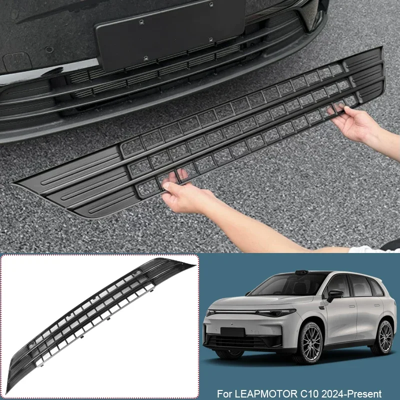 ABS Car Modify Front Buckle Insect Proof Net For LEAPMOTOR C10 2024-Present Front Bumper Center Intake Grille Cover Accessory