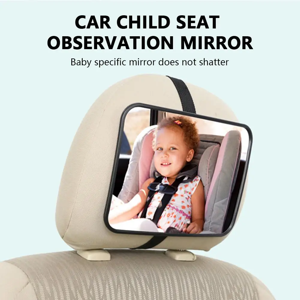 مرآة أمان للأطفال للرؤية الخلفية - بلاستيك أكريليك (آمن للأطفال) بزاوية واسعة الرؤية قابلة للتعديل، بدون سائق بدوره