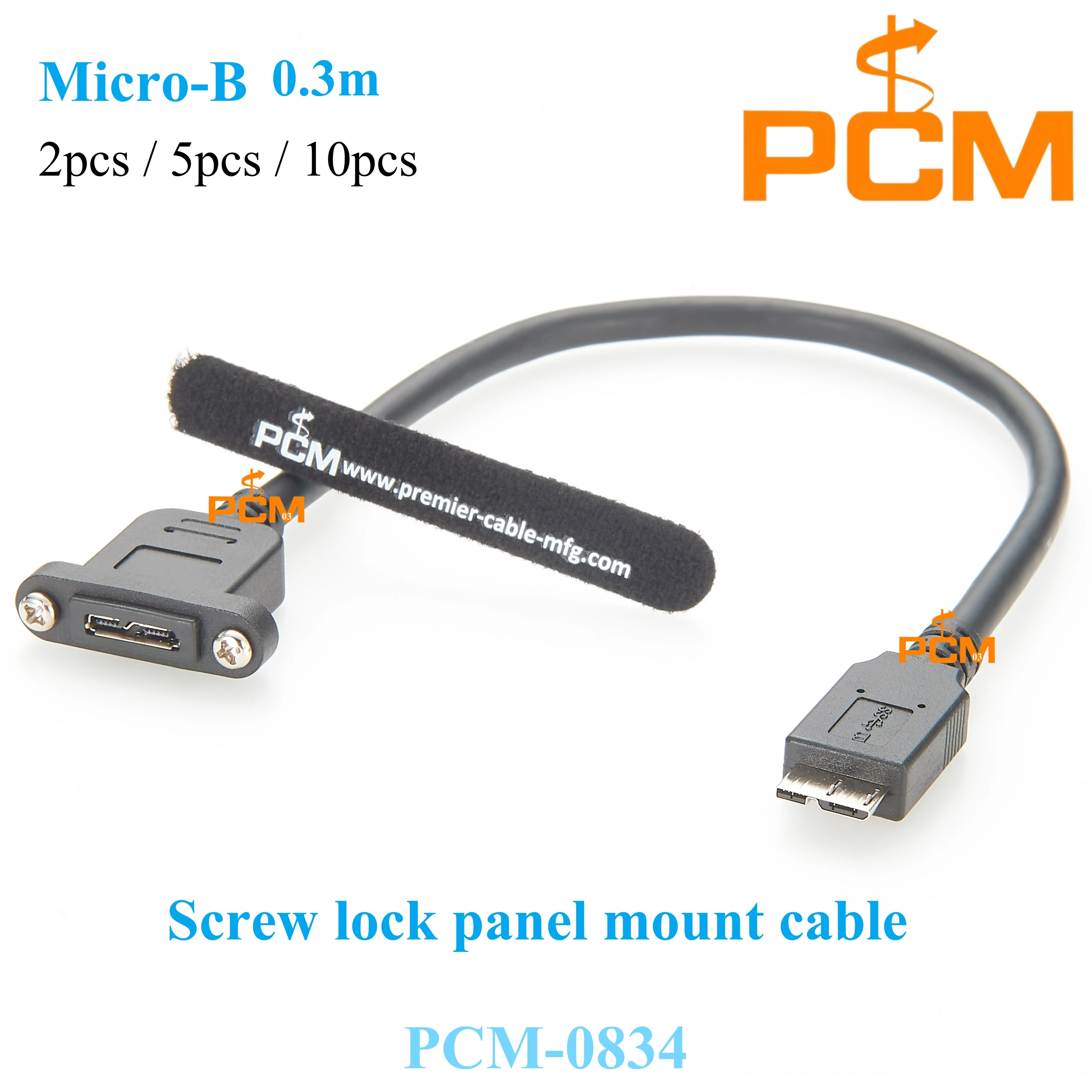 2pcs Micro USB B male to female panel mount cable Micro-B USB Connector Micro USB Type B 2.0 Connector Plug Data & Charging cord