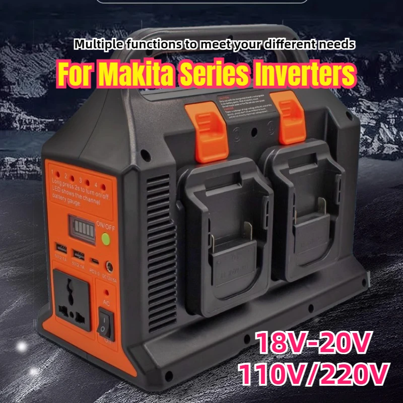 

300W Portable Power Supply Inverter 4 Port Power Adapter for Makita 18V Battery DC 20V to AC 110V/220V Converter Camping