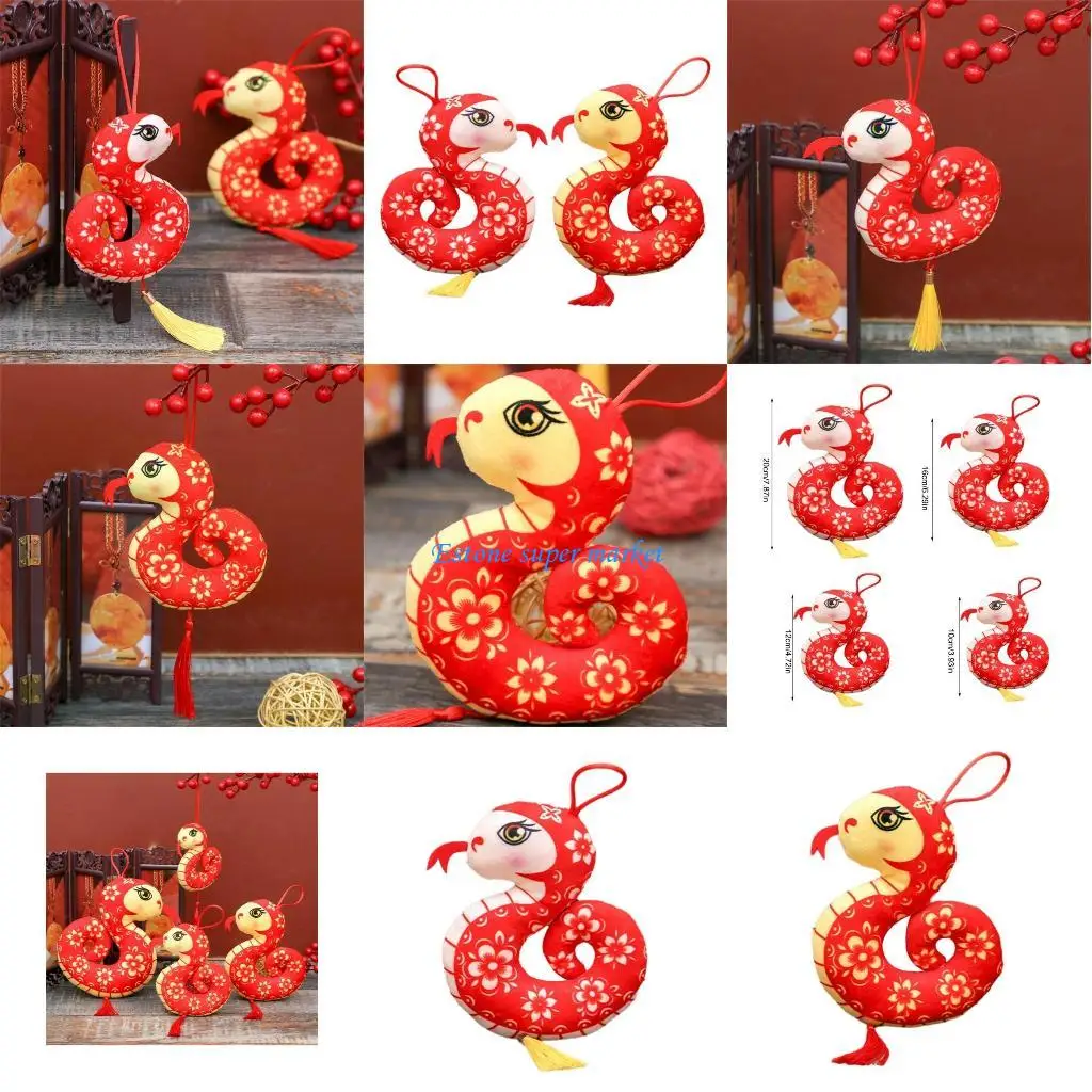 

090B Stylish Sturdy Plush Snake with Hanging Hoop Accessory for Easy Decoration