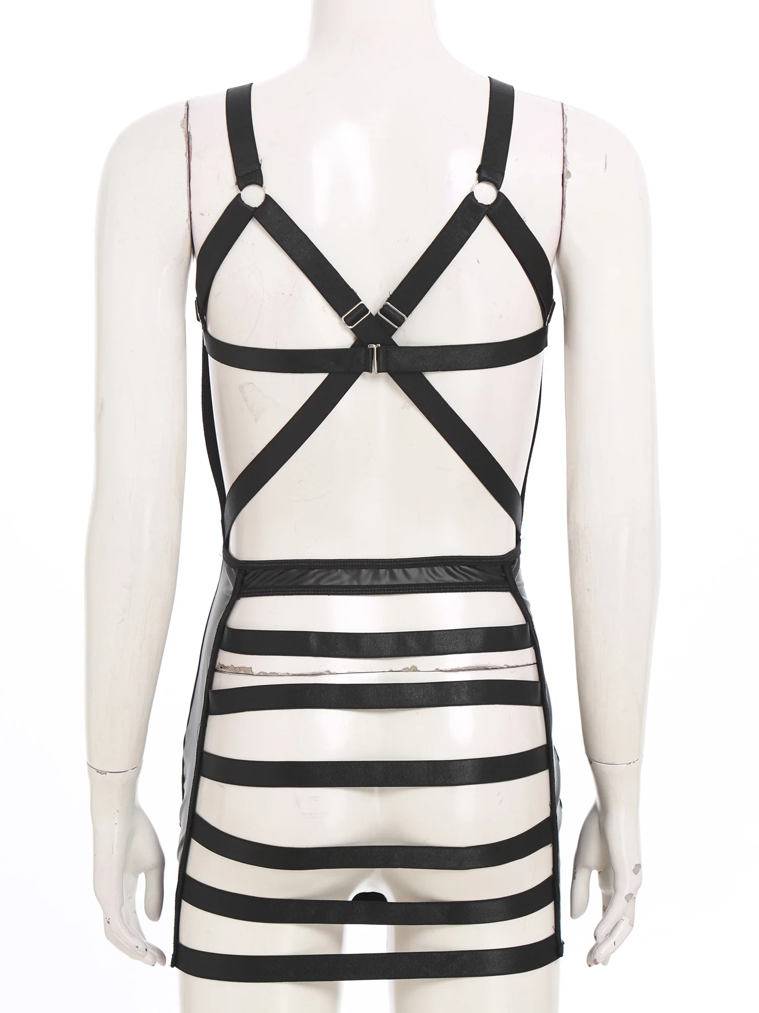 Abito da donna in morbida pelle PU, abito a tubino con fionda senza schienale, mini abito aderente, indumenti da notte, abiti da club, camicie da notte