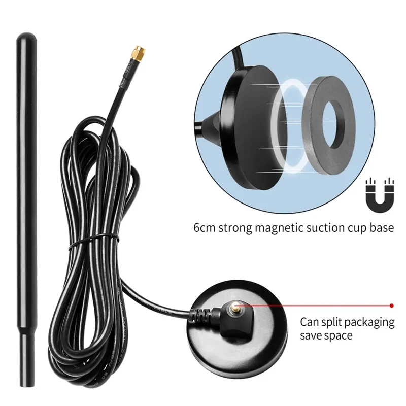LORA 안테나 헬륨 핫스팟 마그네틱 베이스, 868Mhz, 915Mhz, 38Dbi, 고이득 SMA 수 3 미터 케이블, 구리 로드, 800-960Mhz