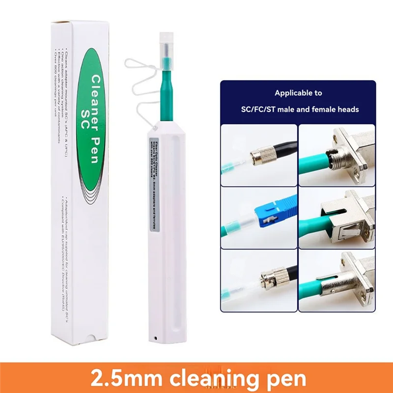 Очиститель оптоволоконных разъемов AA60-2,5 мм SC/FC ST Ручка для чистки одним щелчком мыши Инструмент для очистки оптоволокна