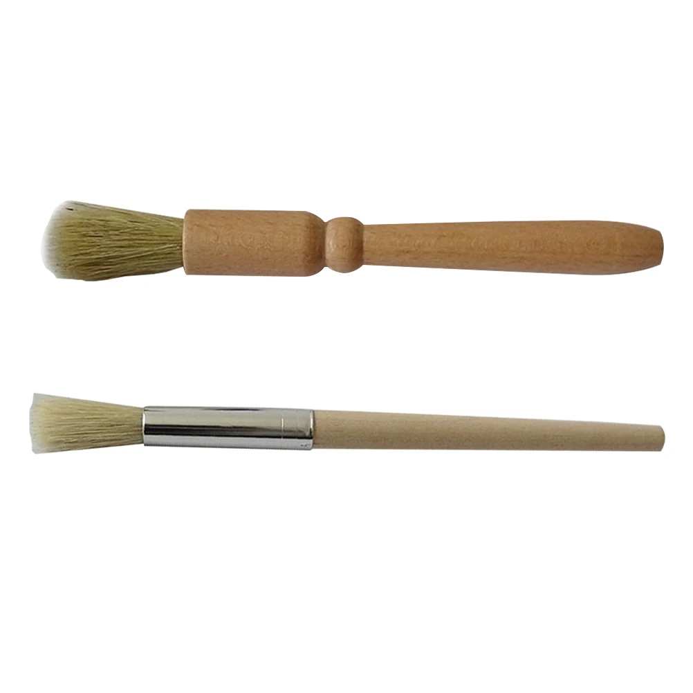 

2pcs Coffee Machine Cleaning Brush Wood Fiber Espresso Powder Round H Long Detail Heat Resistant Protect