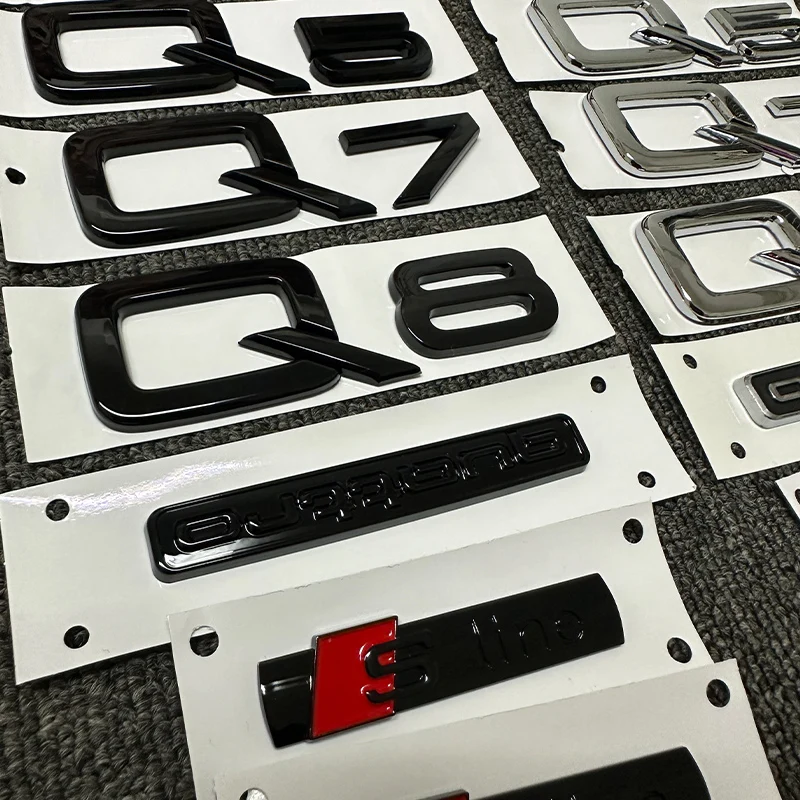 The new ABS letter 3D sticker For Audi Q2 Q3 Q5 Q7 Q8 logo quattro Sline Black Silver general