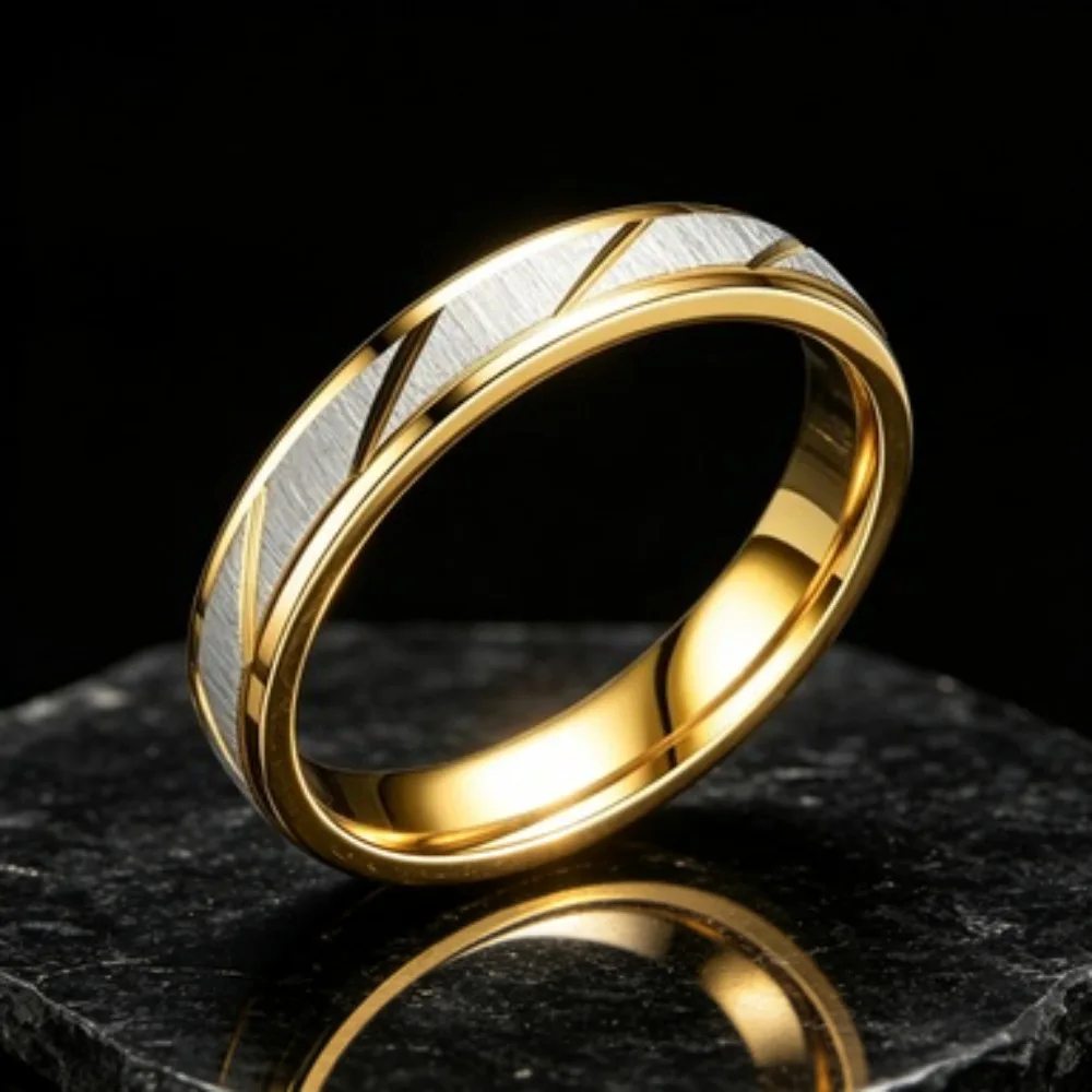 Unique Wave Pattern Couple Rings for Men Women Stainless Steel Ring Engagement Wedding Rings Jewelry