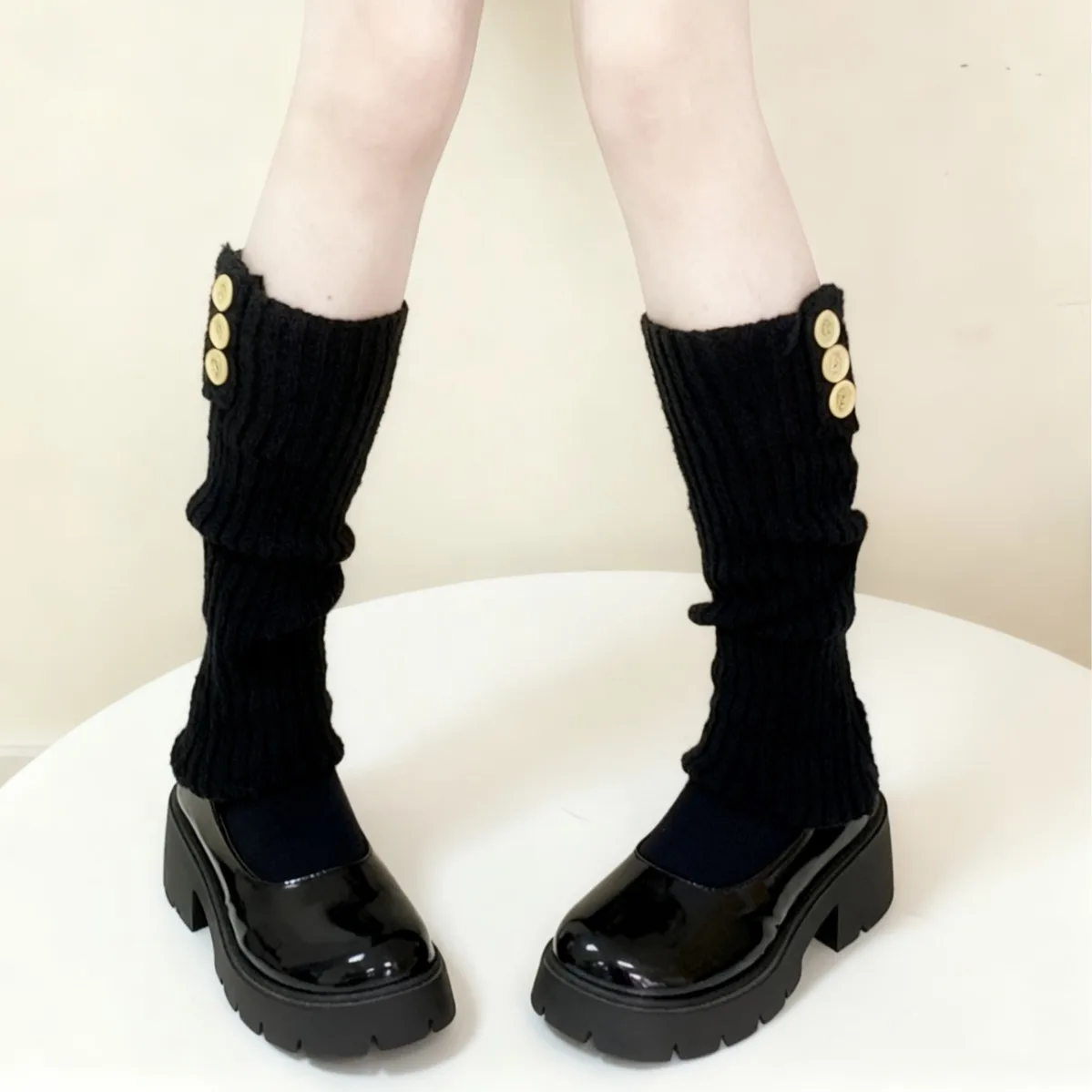 الخريف والشتاء طماق سميكة جوارب محبوكة كومة الجوارب أنبوب الجوارب JK الأبيض العجل الجوارب الشتاء الجوارب الدافئة #3