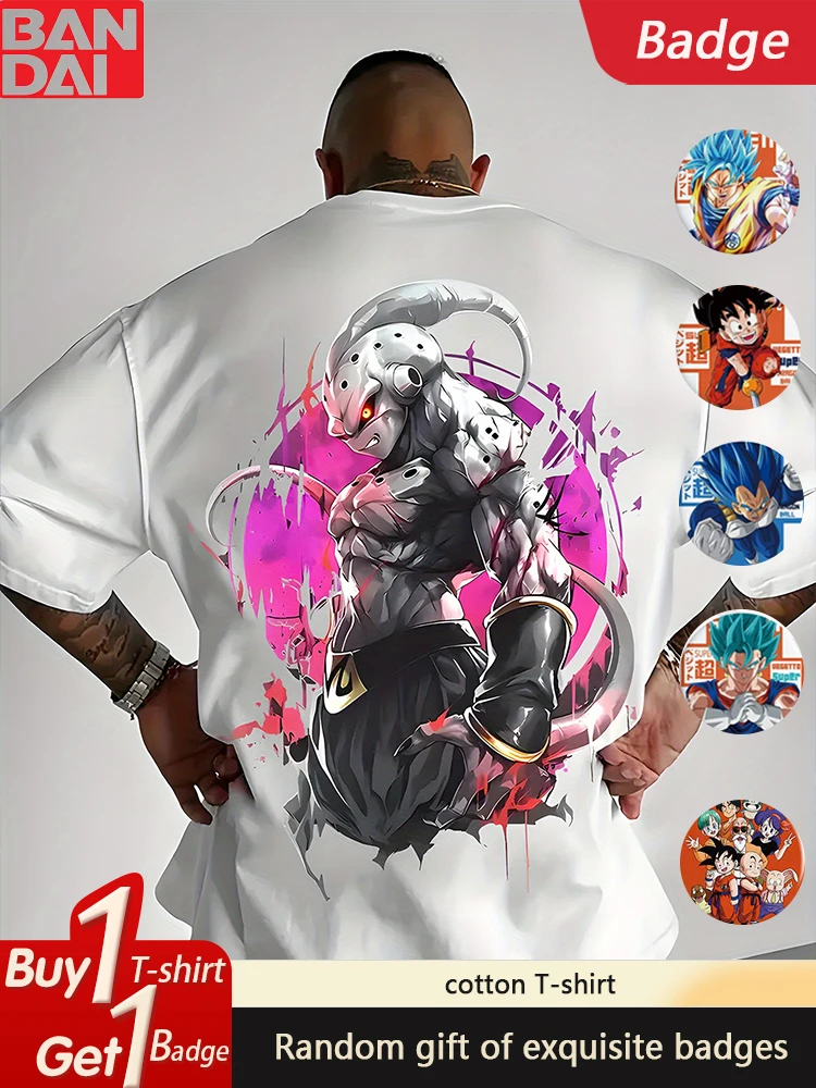 

Dragon Ball Animation GOKU Majin Buu Периферийная футболка с принтом Летняя мужская и женская футболка с круглым вырезом Свободные хлопковые футболки с короткими рукавами