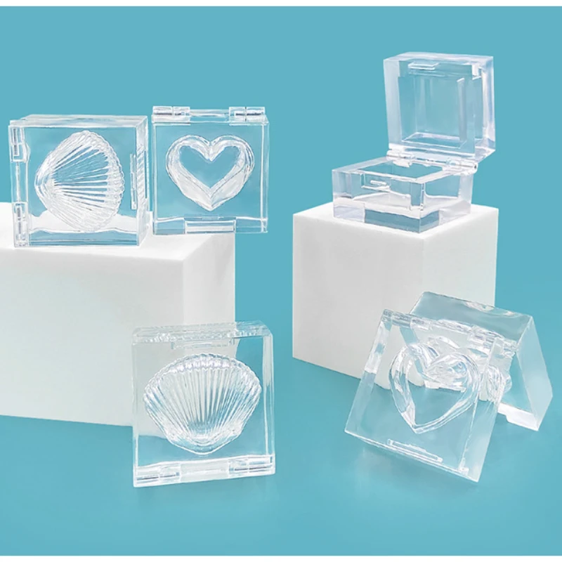 Transparent Powder Box, Crystal Heart Shaped Powder Box, Pressed Powder Eye Shadow, High Gloss Nail Polish Box