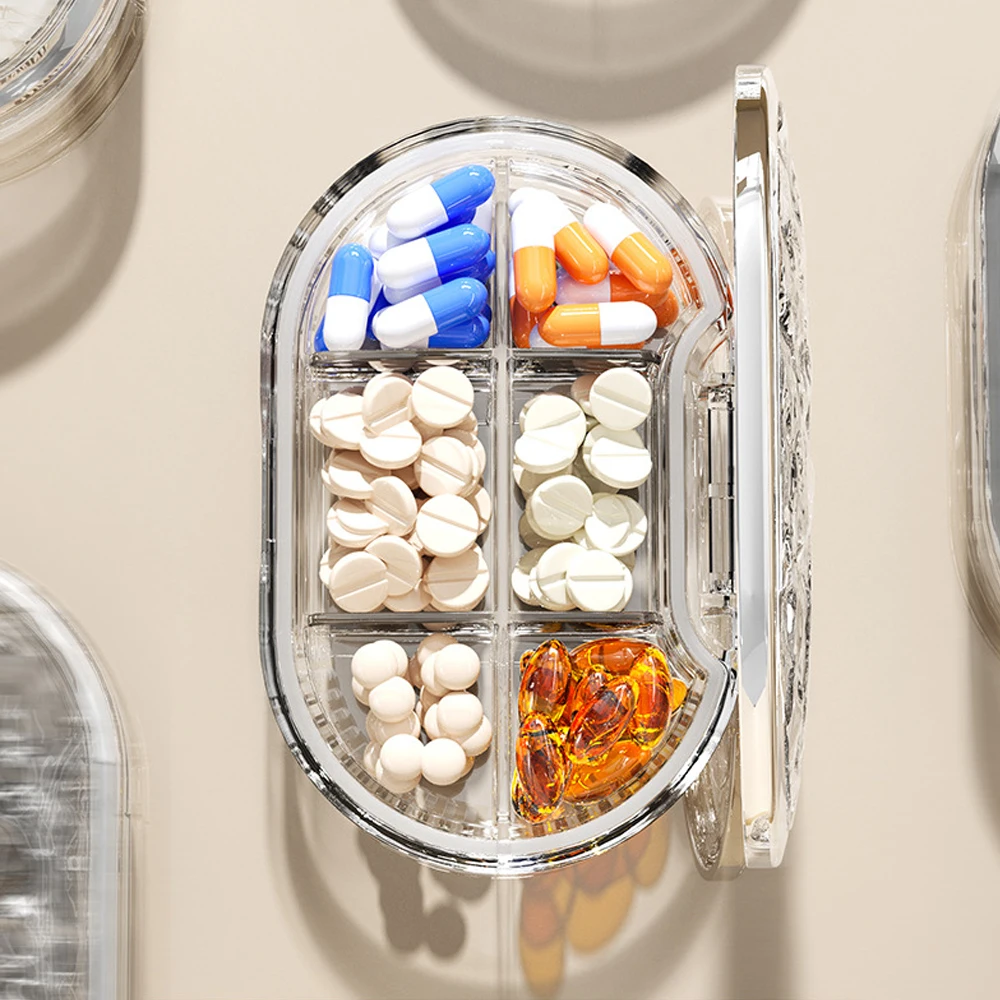 

1pcs Daily Pill Organizer, 4/6 Compartments Small Pill Box Portable Pill Case, Travel Pill Organizer for Purse Pocket to Hold
