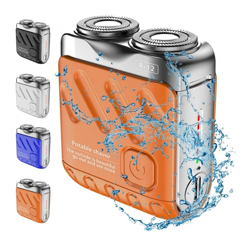 Przenośna golarka do brody, golarka elektryczna z akumulatorem i podwójnym pierścieniem, mini golarka elektryczna, golarka podróżna
